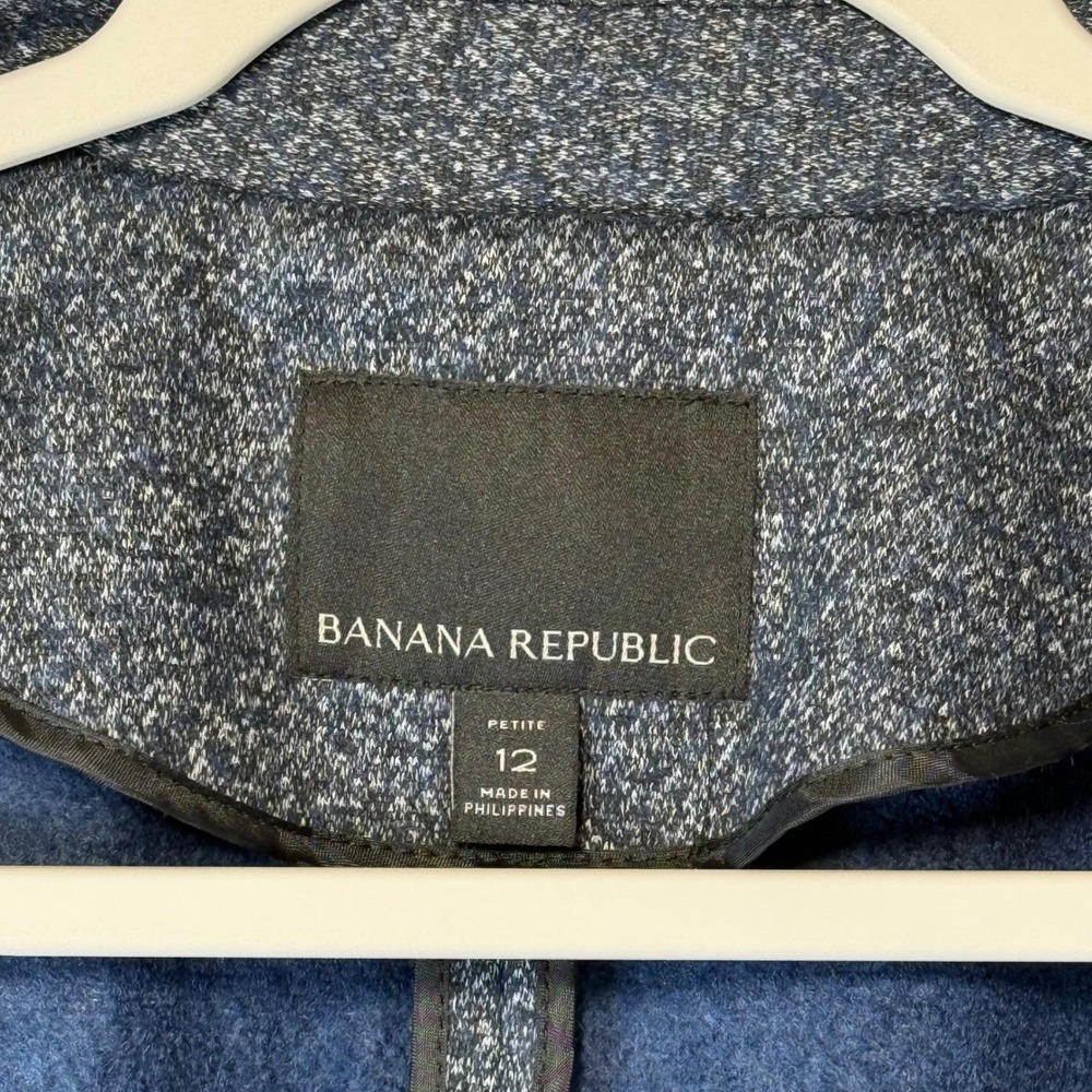 EXCELLENT Banana Republic Wool Blend Blazer Women 12P Blue Marled Jacket Classic - Picture 4 of 9